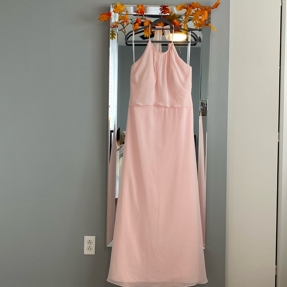 JB pink maxi bridesmaids dress.